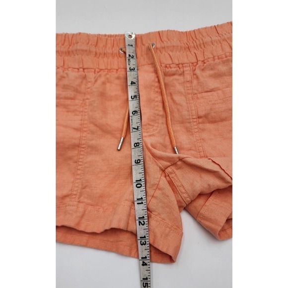 ATHLETA CABO Pull on Drawstring Linen 4" Shorts Cactus Peach Coral Size 4 - Picture 6 of 10